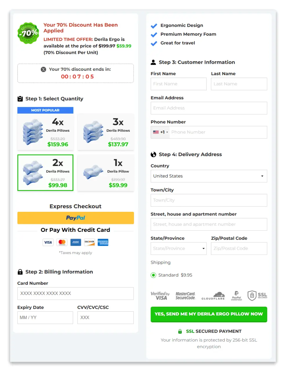 Derila Ergo PillowOrder Page